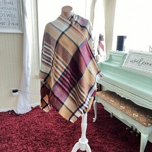 Anthropologie Do Everything In Love Striped Fringed Bohemian Open Cover- Up Wrap